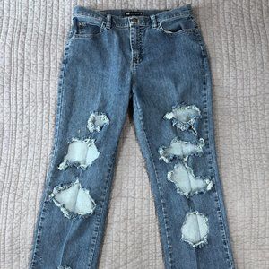 4/$15 Distressed Ripped Jeans Women 10 Short Blue Denim Lee 32 x 29
